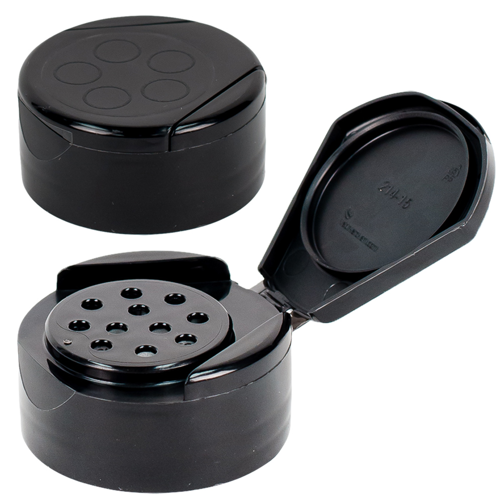 43/485 Black 11 Hole Flapmate®  Spice Cap with PS113 Liner - 0.125" Holes